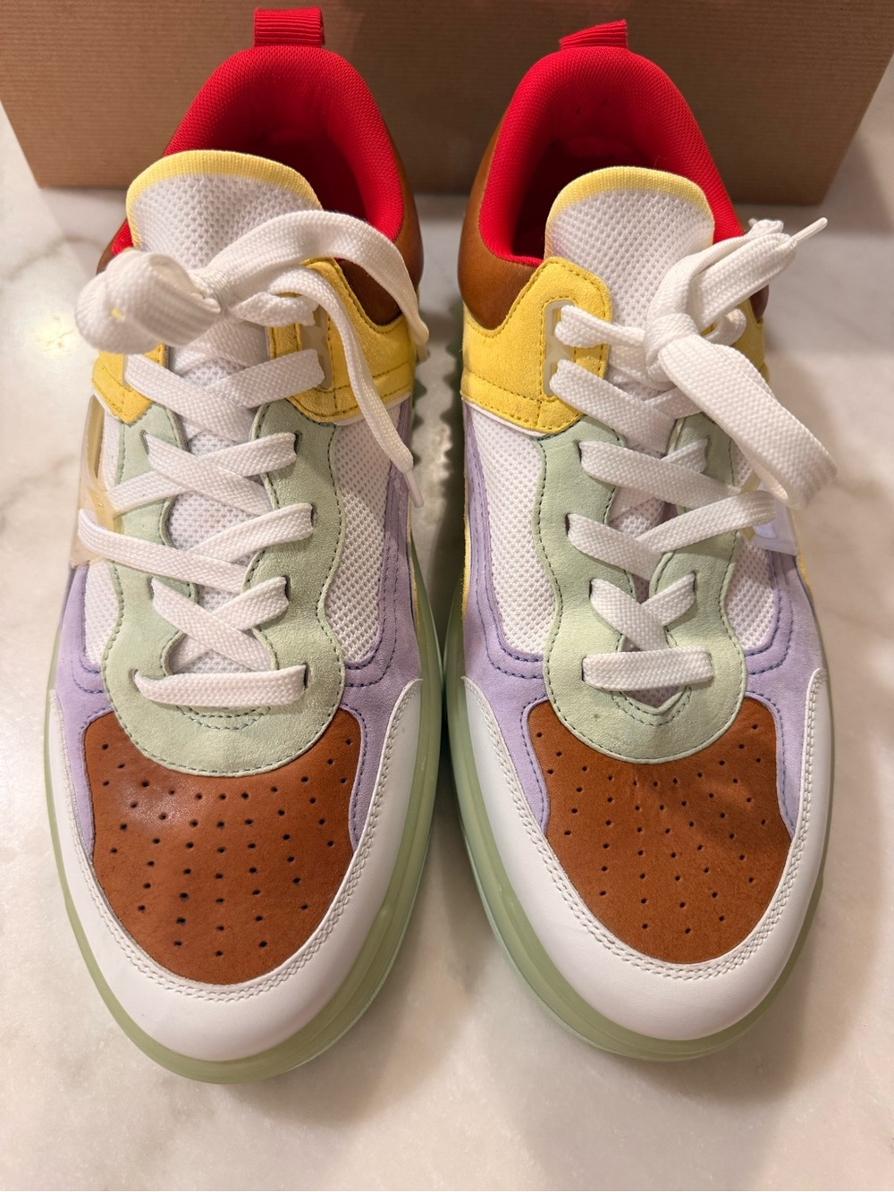 Christian Louboutin Astroloubi Flat Multicolor Pastel & Brown Low-Top Sneakers